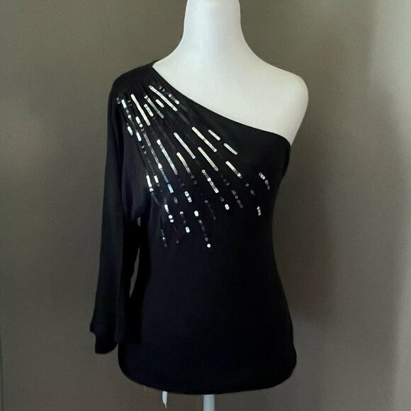 Victoria’s Secret Women Gray, One Sleeve Sequin Embellished Top, Size Small - Picture 1 of 3
